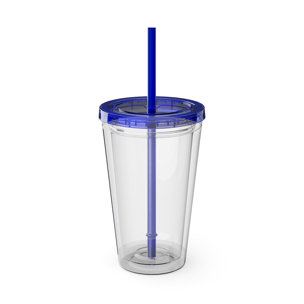 16oz Frequency Graphic Tumbler with Straw — Neon Heartbeat Design
