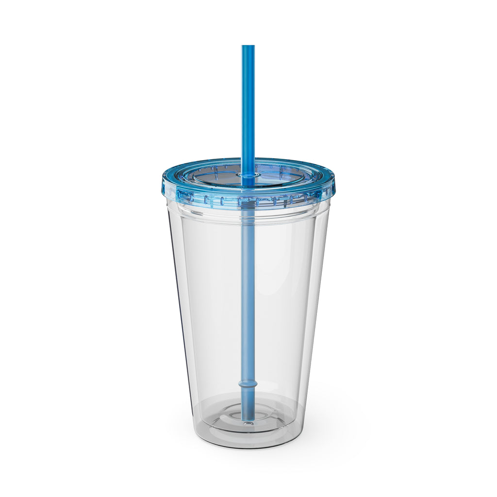 16oz Frequency Graphic Tumbler with Straw — Neon Heartbeat Design