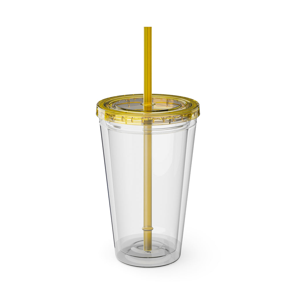 16oz Frequency Graphic Tumbler with Straw — Neon Heartbeat Design